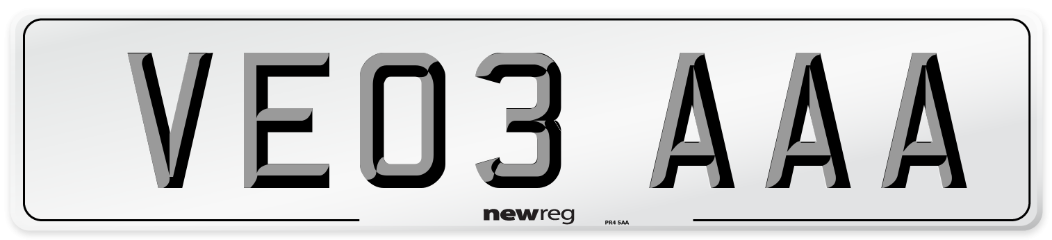 VE03 AAA Number Plate from New Reg